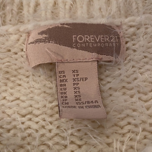 Forever 21 Fuzzy White Crewneck - Picture 2 of 3